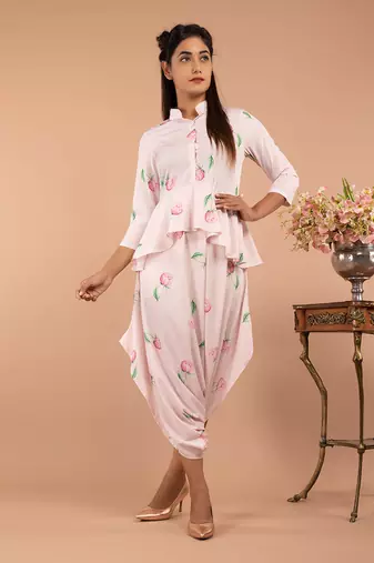 Pink Light Hearted Pink Peplum Dhoti Jumpsuit