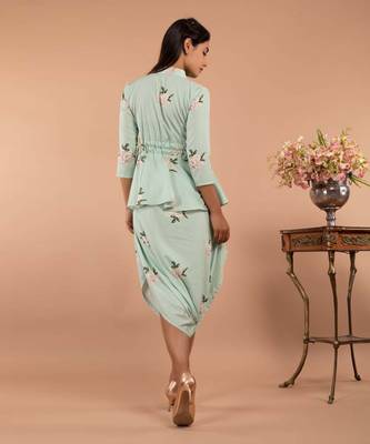 Mint Green Adriatic Mist Peplum Dhoti Jumpsuit 3