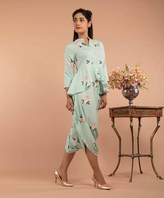 Mint Green Adriatic Mist Peplum Dhoti Jumpsuit 4