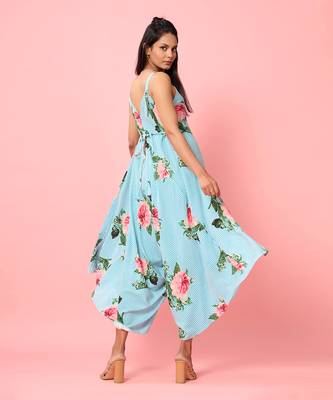 Blue Striped Floral Palazzo Jumpsuit 5