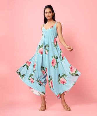 Blue Striped Floral Palazzo Jumpsuit 6