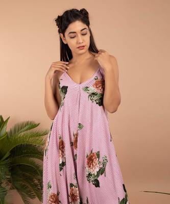 Pink Pink Striped Floral Palazzo Jumpsuit 2