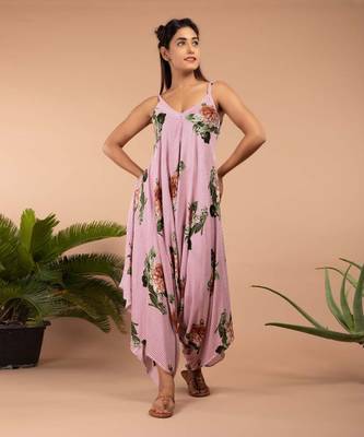 Pink Pink Striped Floral Palazzo Jumpsuit 3