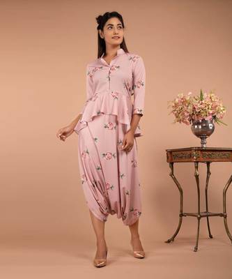 Pink Tuberose Pink Peplum Dhoti Jumpsuit 3