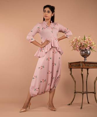 Pink Tuberose Pink Peplum Dhoti Jumpsuit 4