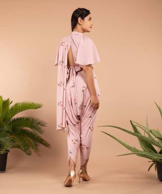 Pink Tuberose Pink Dhoti Saree Pants & Top 4