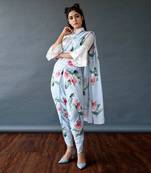 Blue Striped Dhoti Saree Pants