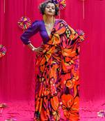 Suta Multicolour Printed Modal viscose Saree WITH FALL