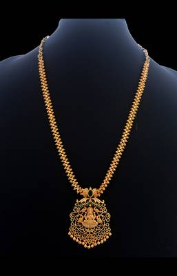 radhas creations bridal gold emerald temple necklace - yellow gold finish 1