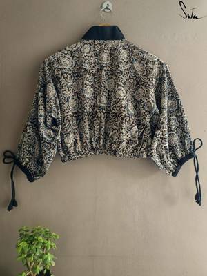'Suta Women''S Black Kalamkari Cotton Saree Blouse' 4