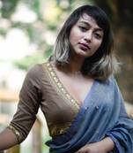 'Suta Women''S Beige Woven Cotton Saree Blouse'