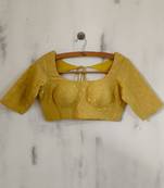 'Suta Women''S Yellow Solid Muga Silk Saree Blouse'