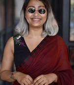 'Suta Women''S Black Embroidered Cotton Saree Blouse'