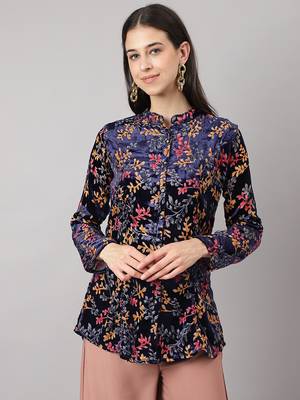 Blue printed velvet tunics 1