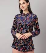 Blue printed velvet tunics