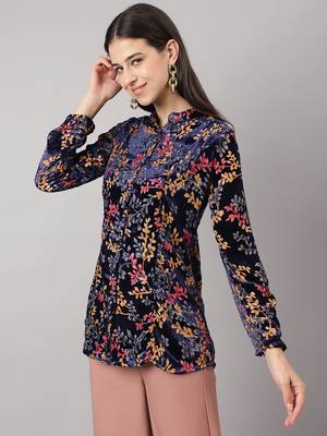 Blue printed velvet tunics 3
