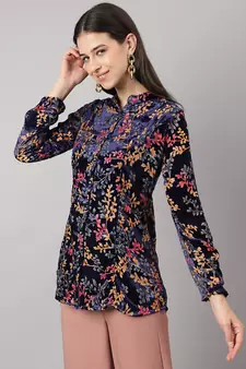 Blue printed velvet tunics