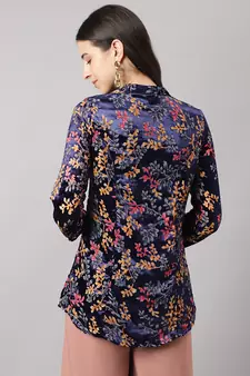 Blue printed velvet tunics