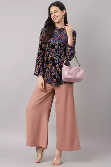 Blue printed velvet tunics