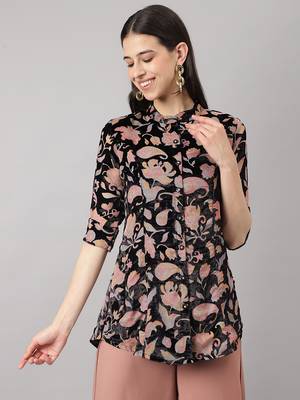 Black printed velvet tunics 1