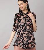 Black printed velvet tunics