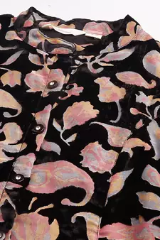 Black printed velvet tunics