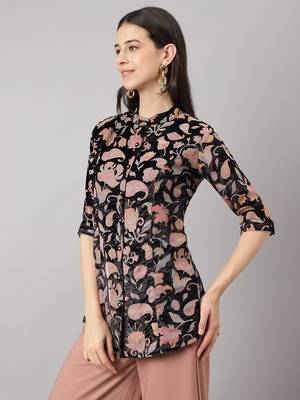 Black printed velvet tunics 3