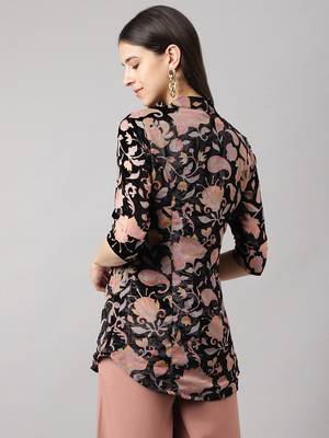 Black printed velvet tunics 4