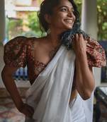 'Suta Women''S Red Kalamkari Cotton Saree Blouse'
