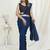 Midnight Blue Plain Ready To Wear Silk Saree With Blouse