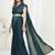 Teal Blue Plain Ready To Wear Silk Saree With Blouse