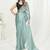 Ice Blue Plain Ready To Wear Silk Saree With Blouse