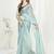 Ice Blue Plain Ready To Wear Silk Saree With Blouse