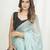 Ice Blue Plain Ready To Wear Silk Saree With Blouse