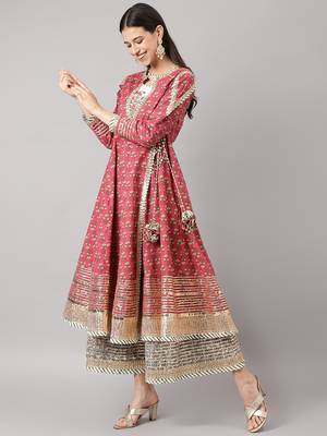 Pink printed cotton ethnic-kurtis 5