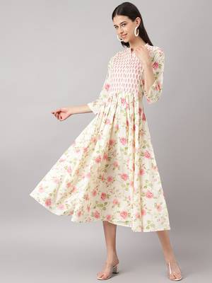 Cream printed cotton ethnic-kurtis 1