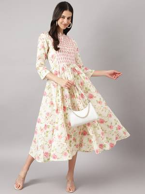 Cream printed cotton ethnic-kurtis 5