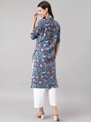 Blue printed cotton ethnic-kurtis 4