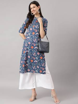 Blue printed cotton ethnic-kurtis 5