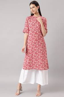 Red printed cotton ethnic-kurtis