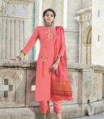 Peach embroidered rayon salwar