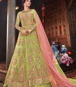 Green Embroidered Net Salwar Up To 42" Size