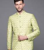 DEYANN Cotton Blend Printed Bandhgala Blazer For Men
