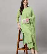 Green golden print georgette salwar