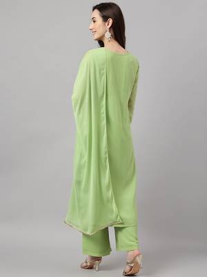 Green golden print georgette salwar 4