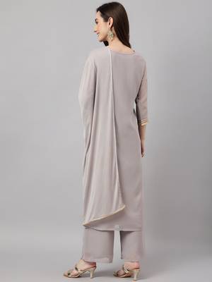 Grey golden print georgette salwar 4