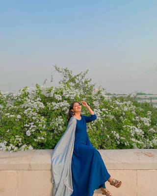 Teal plain rayon ethnic-kurtis 1
