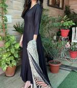 Black plain rayon ethnic-kurtis