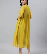 Mustard printed chiffon ethnic-kurtis