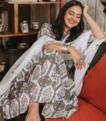 White floral print cotton salwar